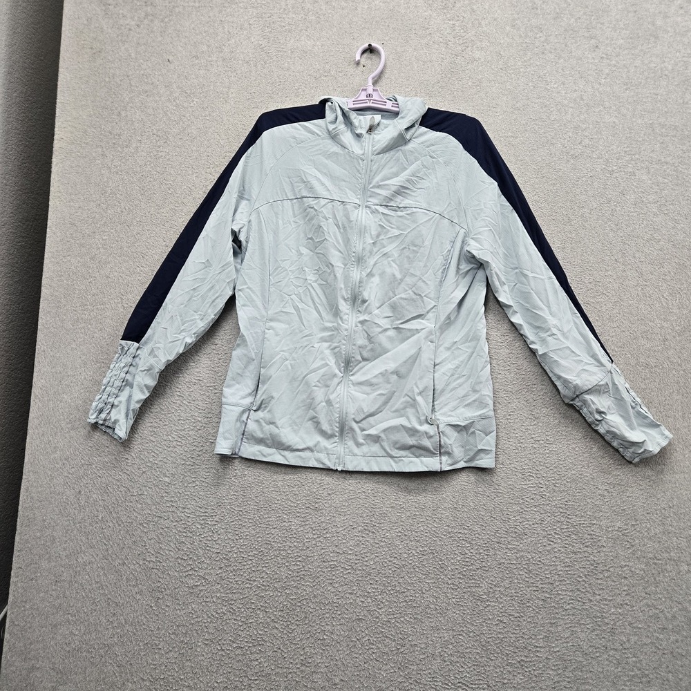 BROOKS Women Jacket L Light Blue 221376 Activewear Zipper‎ Logo Pockets